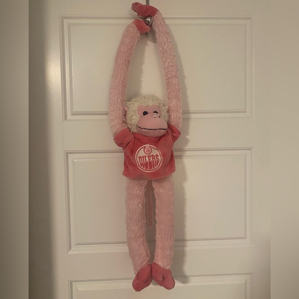 Forever Collectibles NHL Edmonton Oilers pink hanging plush monkey 27”